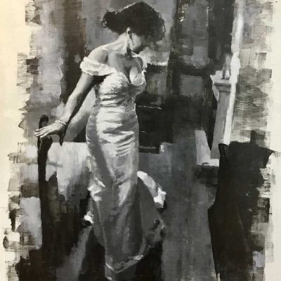 Figure in White Dress. Oils on 60x80cm board. POA
