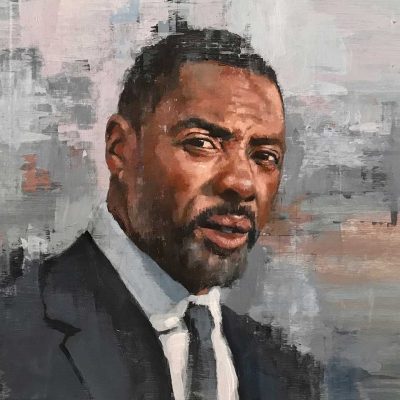 Idris Elba Portrait Sketch. Oils on 60x40cm board. POA