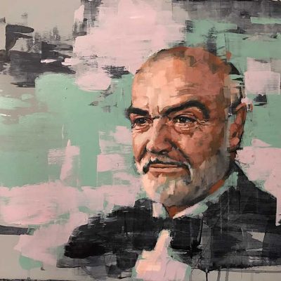 Portrait Sketch of Sir Sean Connery. Oils on 40x60cm board. POA