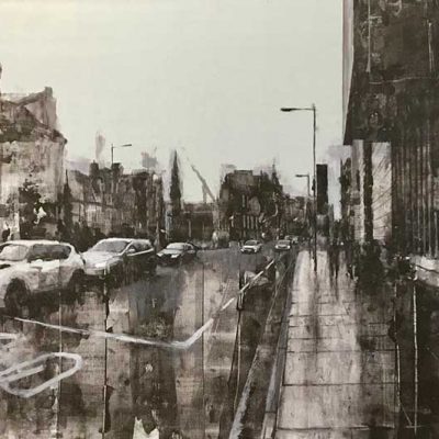 Edinburgh Street View. Oils on 90x50cm board. POA